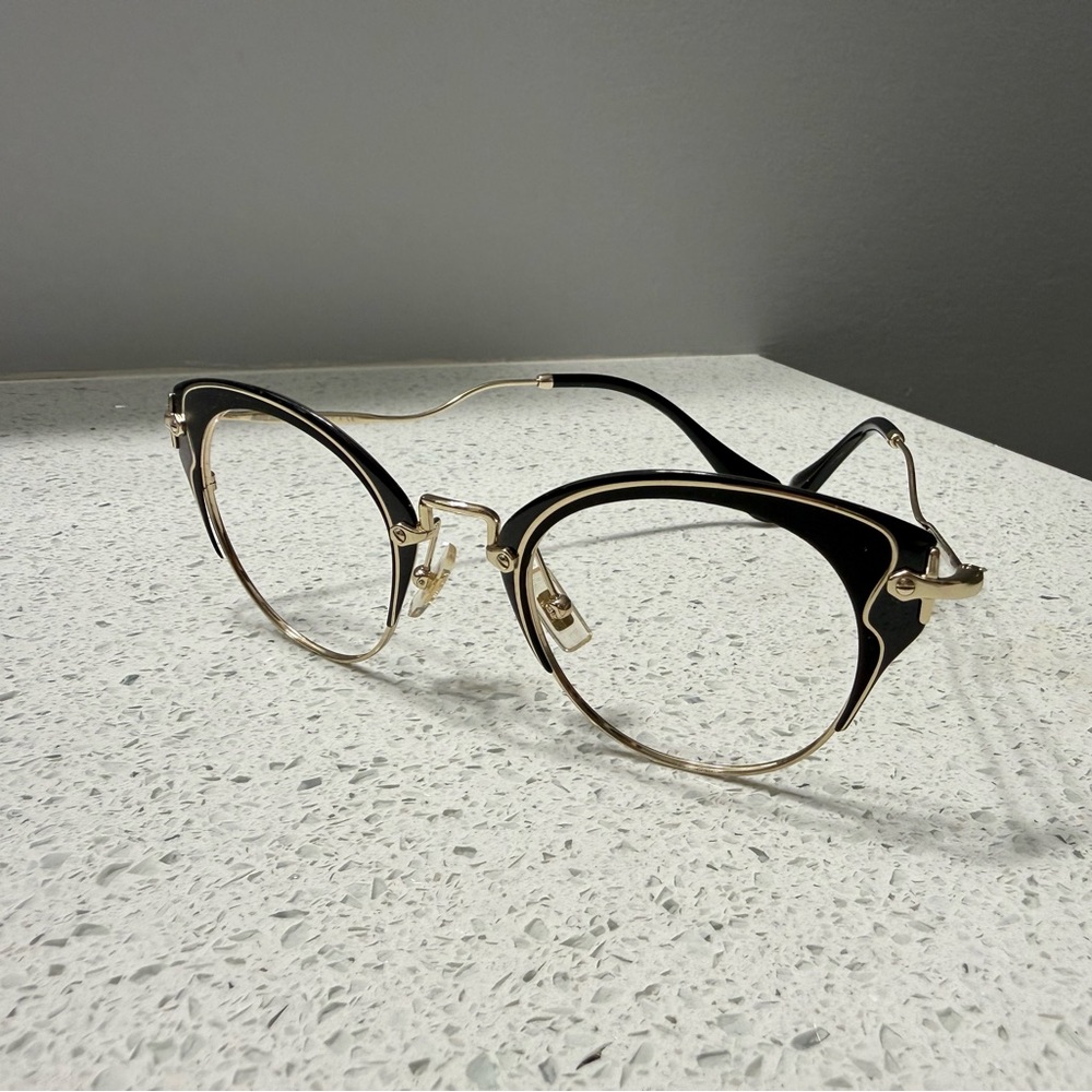 Miu Miu Black and Gold Cat-Eye Glasses